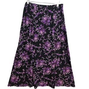 Vtg Choices Floral Textured Maxi Skirt Sz PL Witchy Whimigoth Black Purple